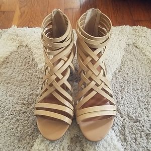 Hinge strappy wedges